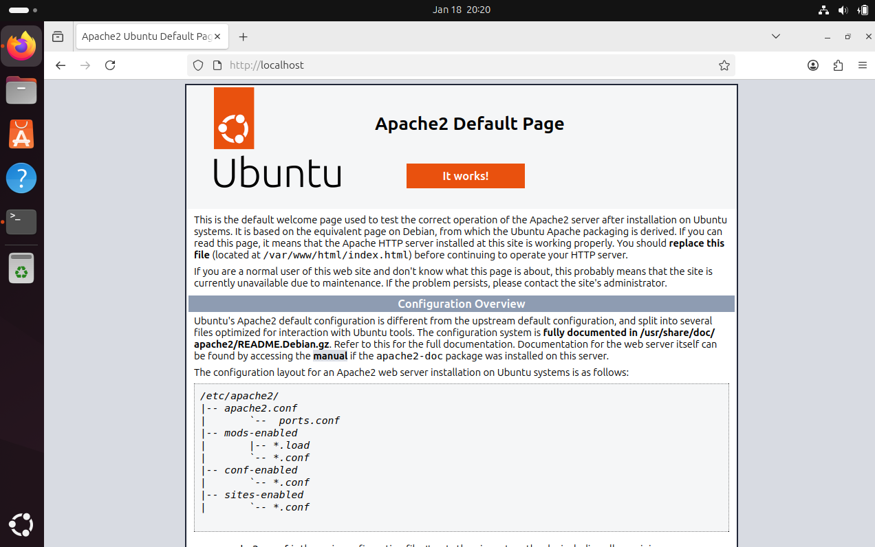 Page Apache par défaut