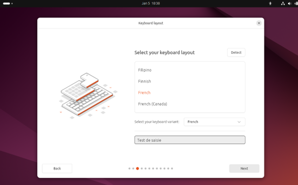 Configuration clavier